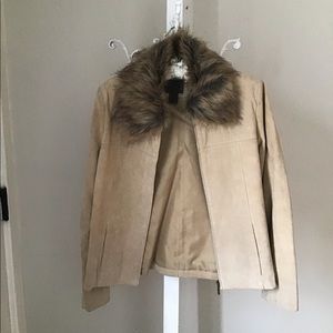 John Paul Richard suede jacket with fur collar